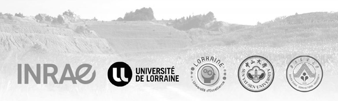 Image avec un fond de mine en remédiation et avec les logos des organisateurs français et chinois