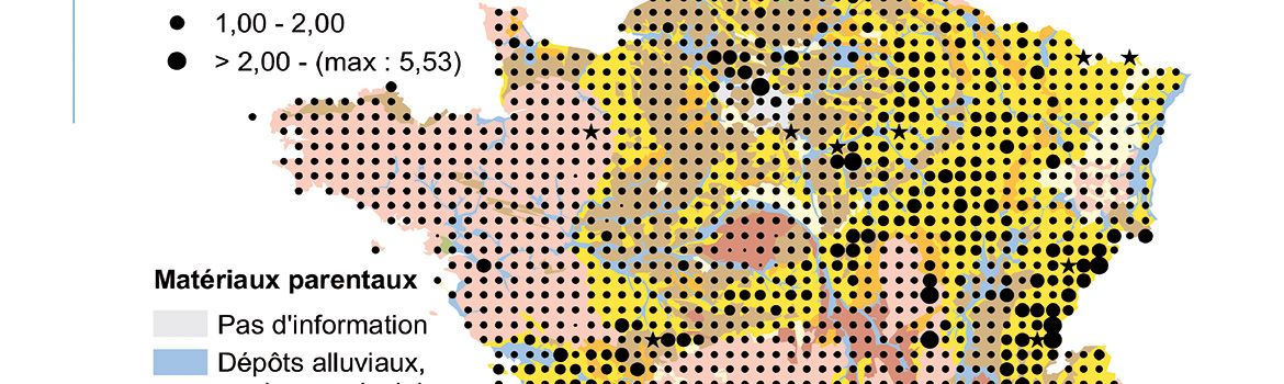 partie de la carte des teneurs cadmium du RMQS